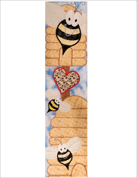 Bee Boppin' Machine Embroidery Wall Hanging DOWNLOAD