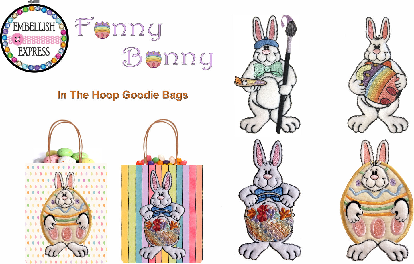 Funny Bunny Machine Embroidery Goodie Bags CD