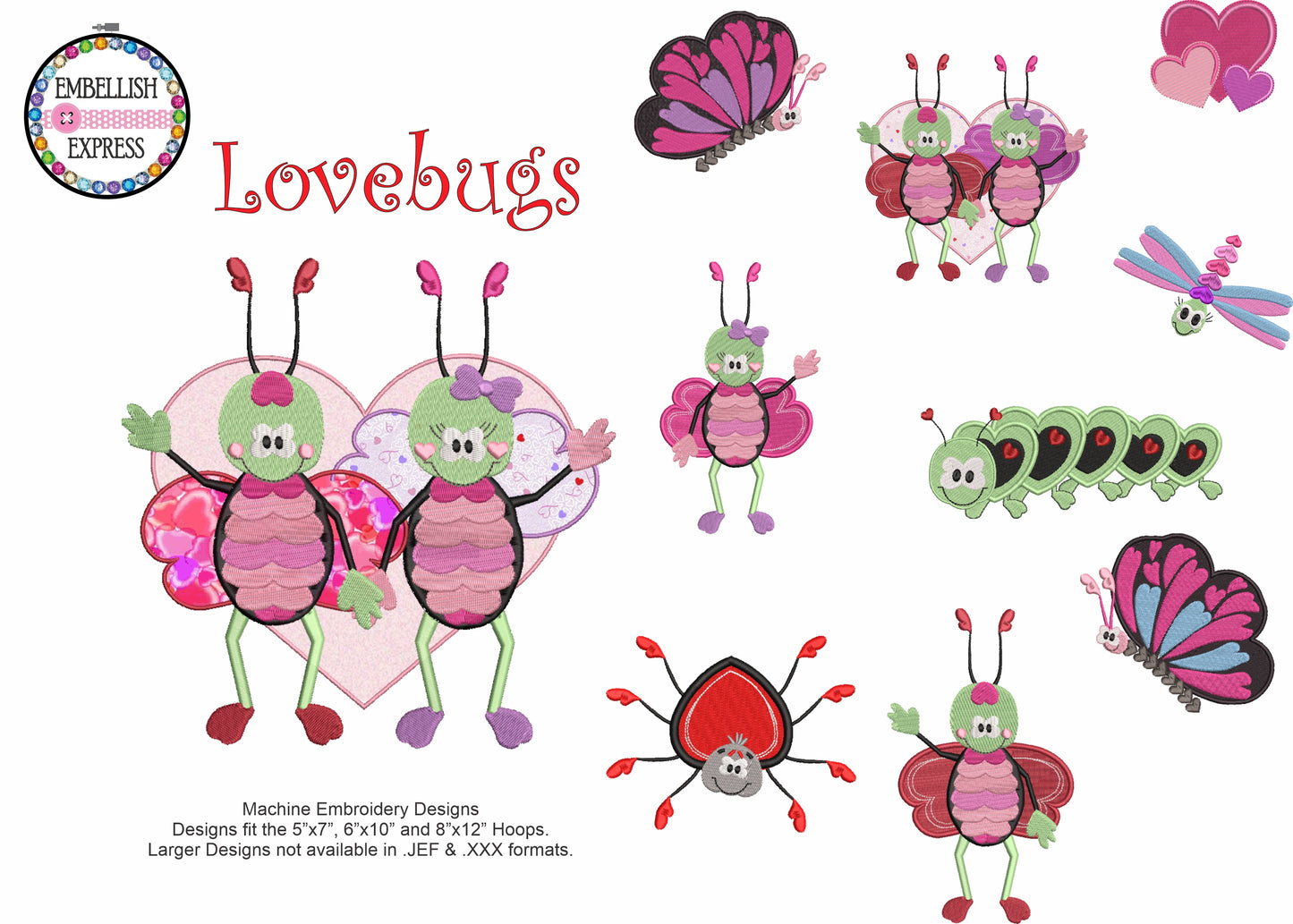 Lovebugs Machine Embroidery Designs CD