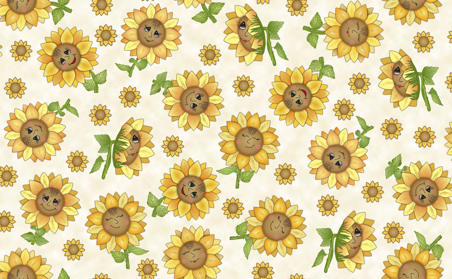 Funflowers Fabric by Embellish Express - Cream White Sunflower Toss