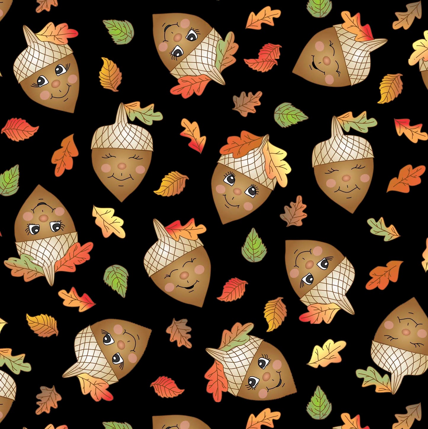 Funflowers Fabric by Embellish Express - Black Acorn Toss