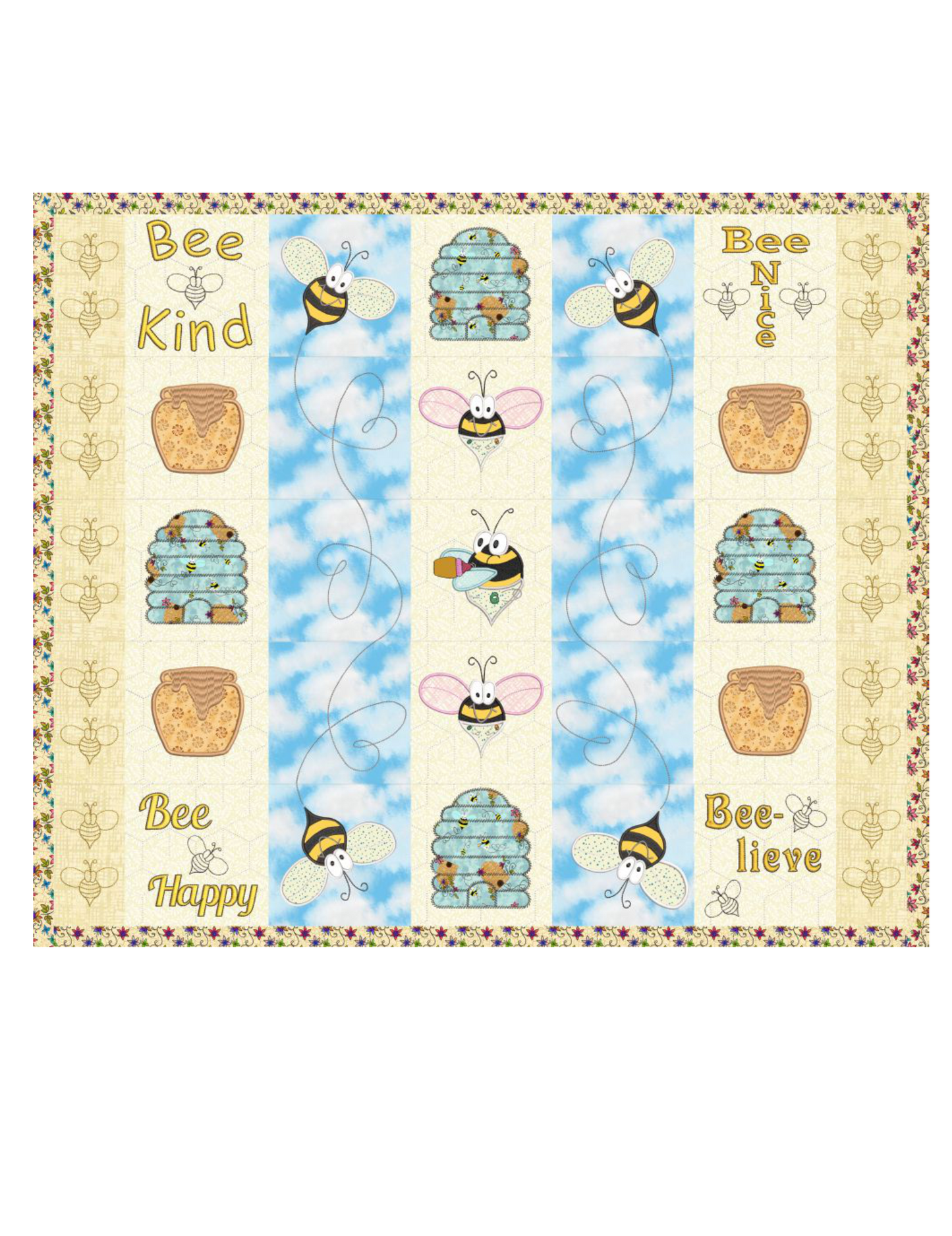 Bee Boppin' Machine Embroidery Quilt DOWNLOAD