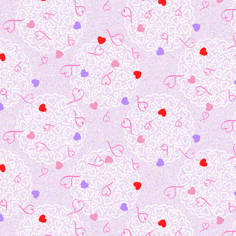 Lovebugs Fabric Lavender Tossed Hearts by Embellish Express