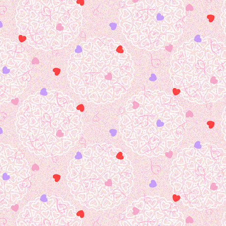 Lovebugs Fabric Pink Tossed Hearts by Embellish Express