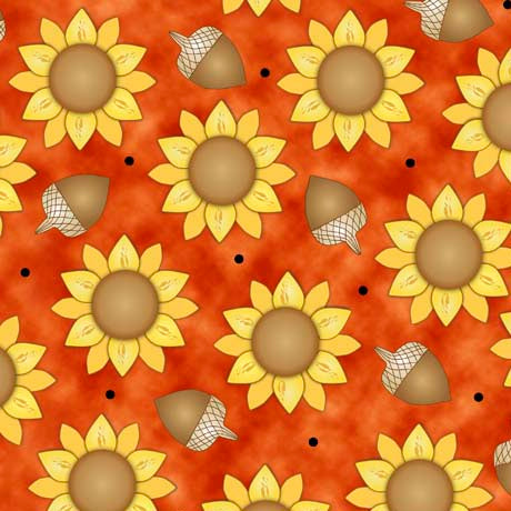 Funflowers Fabric by Embellish Express - Sunflower & Acorn Toss