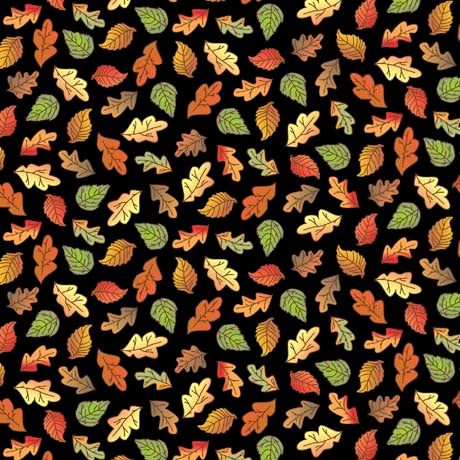 Funflowers Fabric by Embellish Express - Small Black Leaf Toss