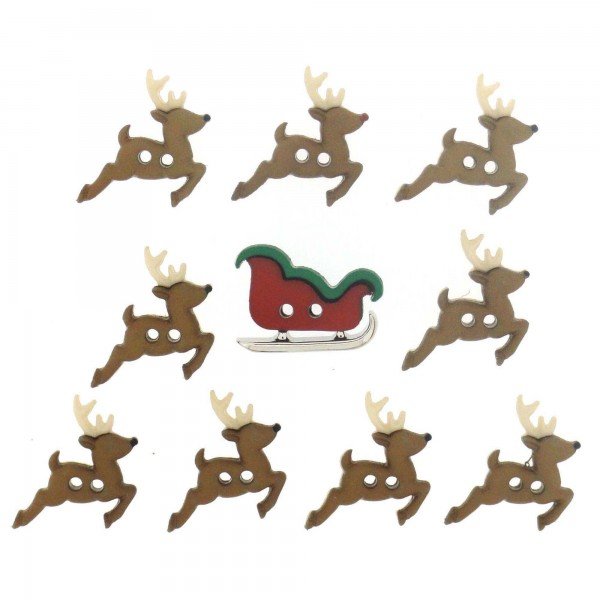 Sleigh / Reindeer Christmas Buttons