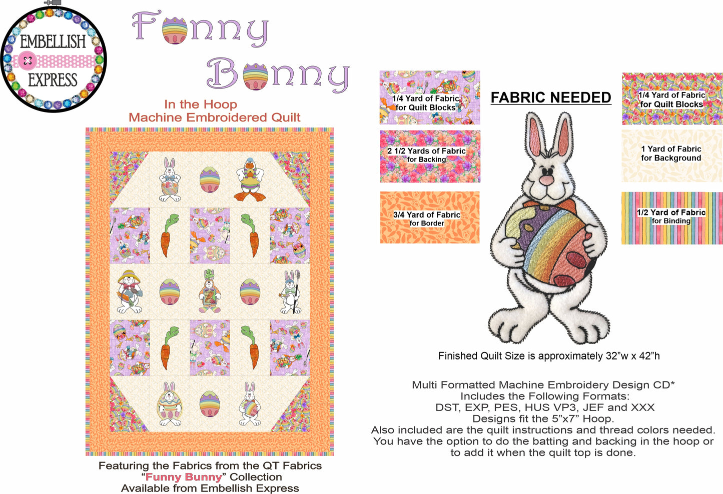 Funny Bunny Machine Embroidery Quilt CD