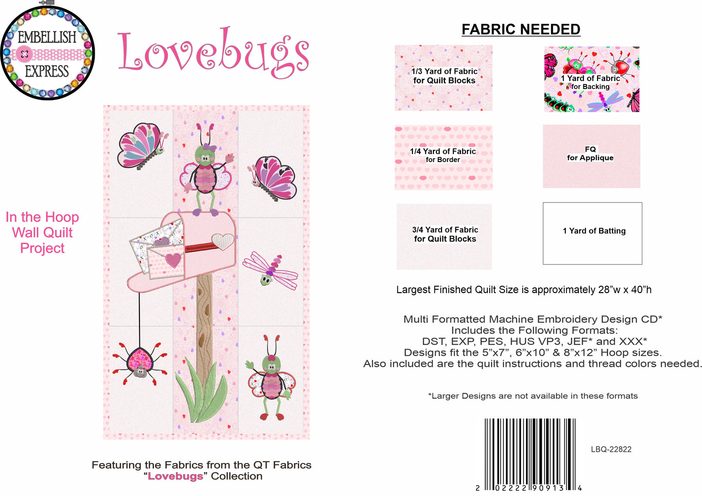 Lovebugs Machine Embroidery Wall Quilt CD